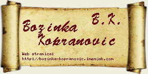 Božinka Kopranović vizit kartica